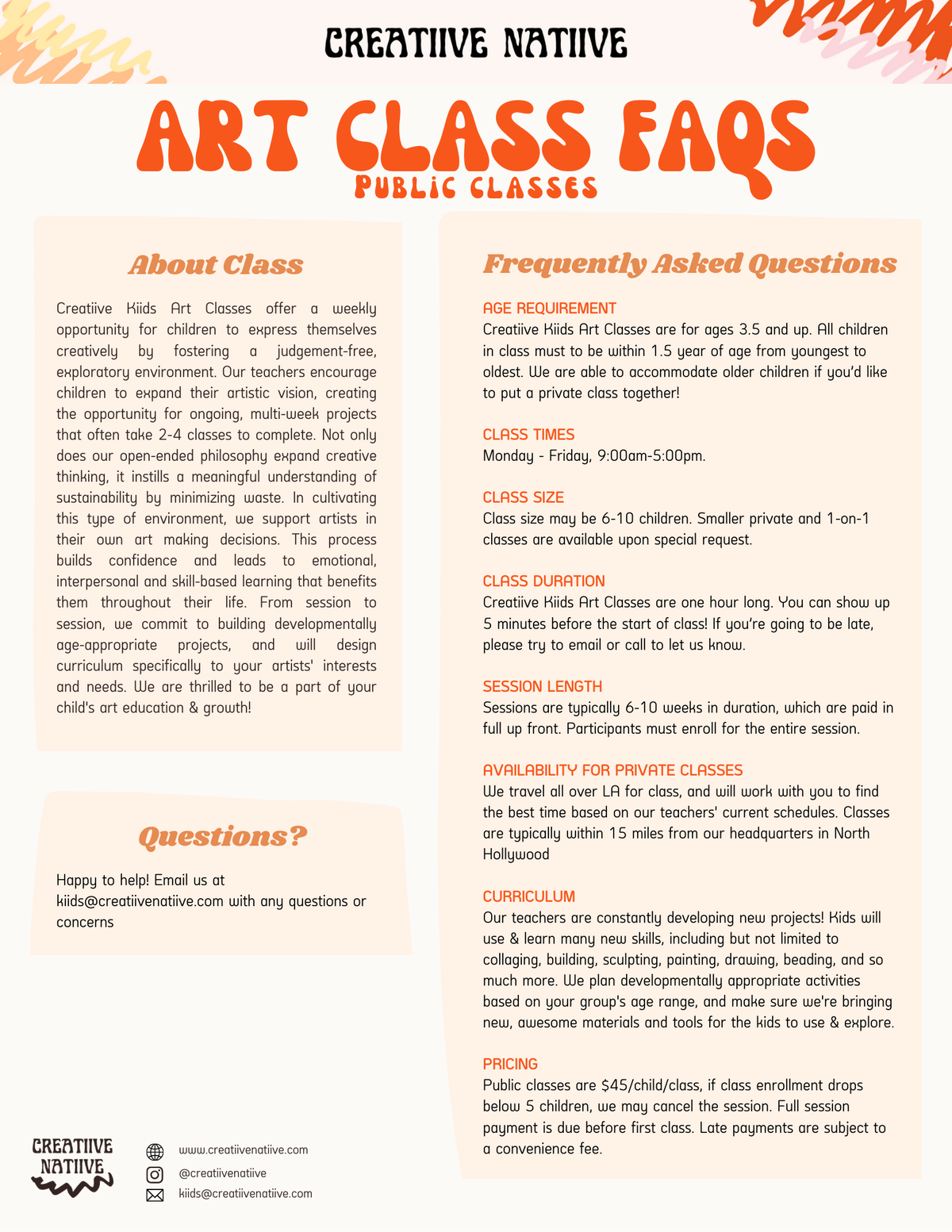 Tues 1p Studio City Art Class!